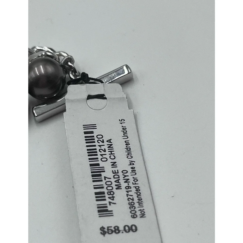Givenchy Signed Silver Tone MultiStrand Ombre Gray White Pearl‎ Bracelet New